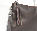 OVERSIZED CLUTCH BAG - DARK BROWN - REAL GENUINE LEATHER