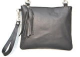 OVERSIZED CLUTCH BAG - BLACK - REAL GENUINE LEATHER