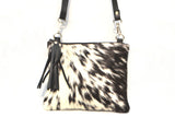 OVERSIZED CLUTCH BAG - BLACK AND WHITE - REAL GENUINE COWHIDE