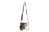 OVERSIZED CLUTCH BAG - DARK BROWN AND WHITE - REAL GENUINE COWHIDE