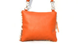 OVERSIZED CLUTCH BAG - TAN WITH STRIPE - REAL GENUINE COWHIDE