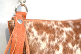 OVERSIZED CLUTCH BAG - TAN AND WHITE - REAL GENUINE COWHIDE