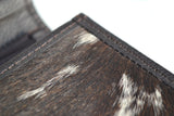 CLUTCH WALLET - DARK BROWN AND WHITE - REAL GENUINE COWHIDE