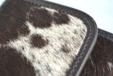 CLUTCH WALLET - DARK BROWN AND WHITE - REAL GENUINE COWHIDE
