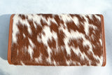 CLUTCH WALLET - SPLATTERED TAN AND WHITE - REAL GENUINE COWHIDE