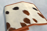 CLUTCH WALLET - SPOTTED BROWN AND WHITE - REAL GENUINE COWHIDE