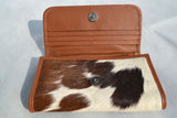 CLUTCH WALLET - SPOTTED BROWN AND WHITE - REAL GENUINE COWHIDE