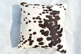 COWHIDE CUSHION COVER - SPOTTED BROWN AND WHITE - REAL GENUINE COWHIDE