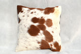COWHIDE CUSHION COVER - BROWN AND WHITE - REAL GENUINE COWHIDE