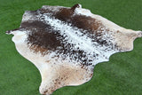 LARGE - REAL GENUINE COWHIDE RUG in a BROWN and WHITE COLOUR
