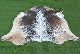 LARGE - REAL GENUINE COWHIDE RUG in a BROWN and WHITE COLOUR
