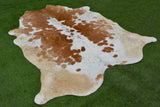LARGE - 65"x64.5" - REAL GENUINE COWHIDE RUG in a BROWN and WHITE COLOUR
