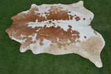 LARGE - 65"x64.5" - REAL GENUINE COWHIDE RUG in a BROWN and WHITE COLOUR