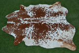 MEDIUM - 59.5"X58" - REAL GENUINE COWHIDE RUG in a BROWN and WHITE COLOUR