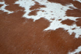 MEDIUM - 59.5"X58" - REAL GENUINE COWHIDE RUG in a BROWN and WHITE COLOUR