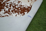 MEDIUM - 59.5"X58" - REAL GENUINE COWHIDE RUG in a BROWN and WHITE COLOUR